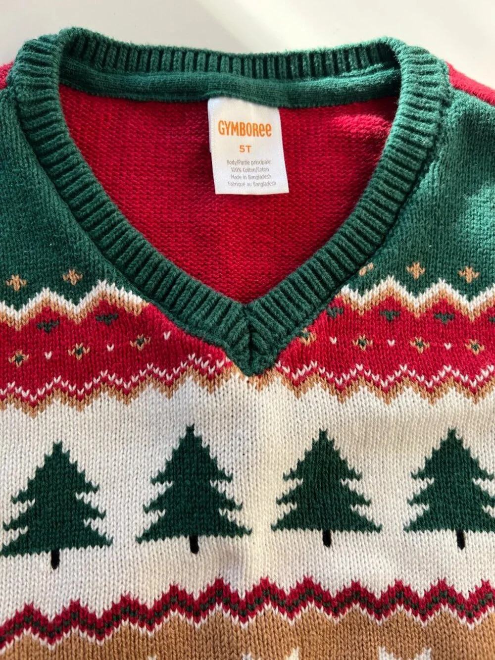 Gymboree Boy's Christmas Outfit, Gingerbread Pants, Tree Vest, White Shirt | 5T